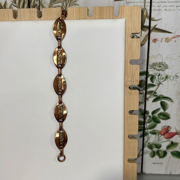 Midcentury Vintage Solid Copper Oval Chain Link Bracelet 7.5” - Picture 1 of 5